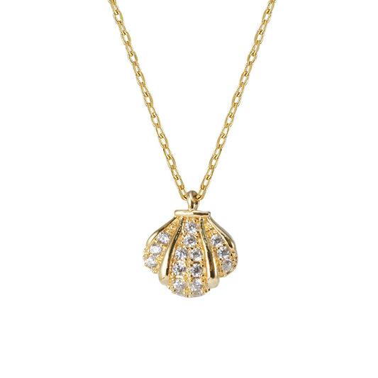 Ocean Shell Cubic CZ Pendant Necklace