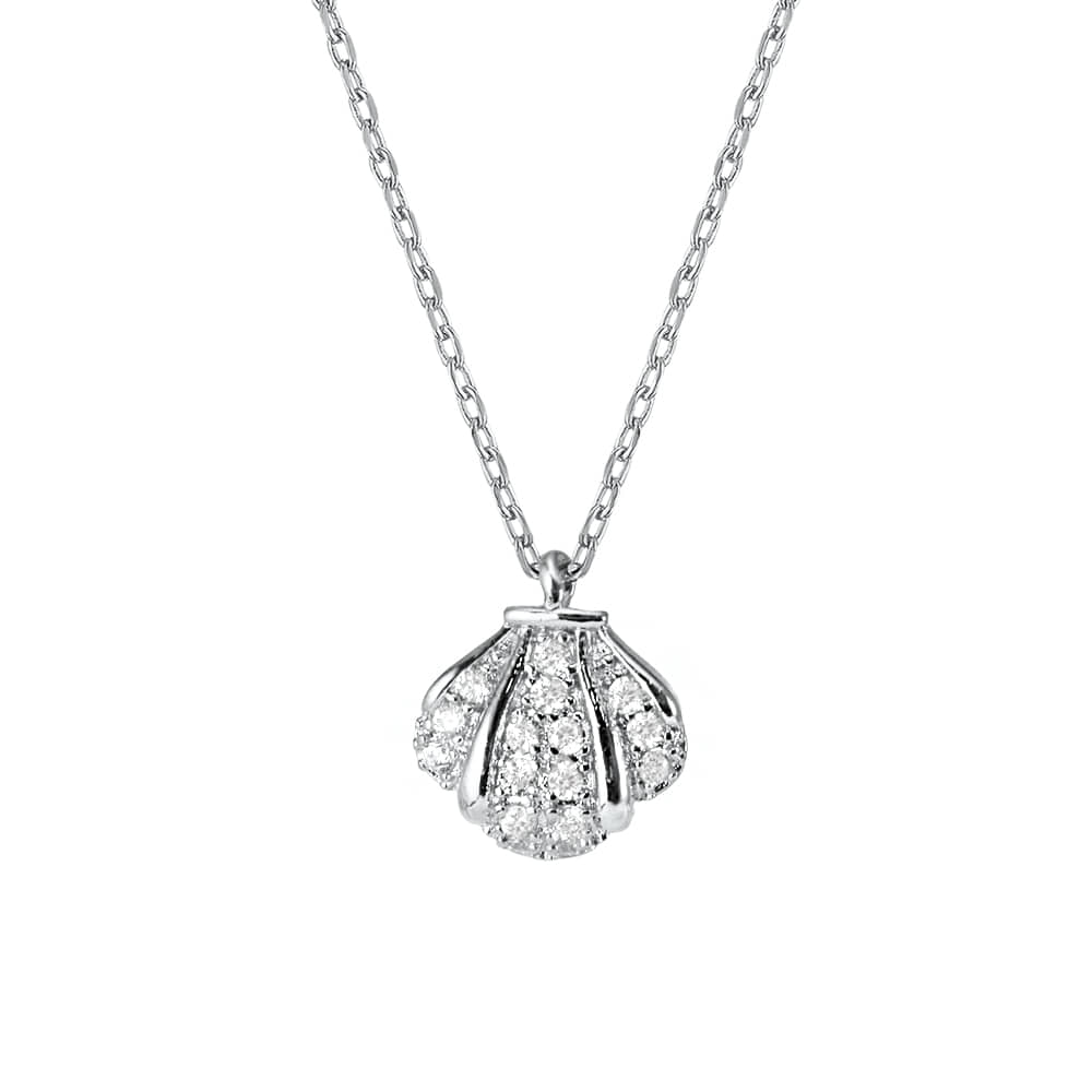 Ocean Shell Cubic CZ Pendant Necklace