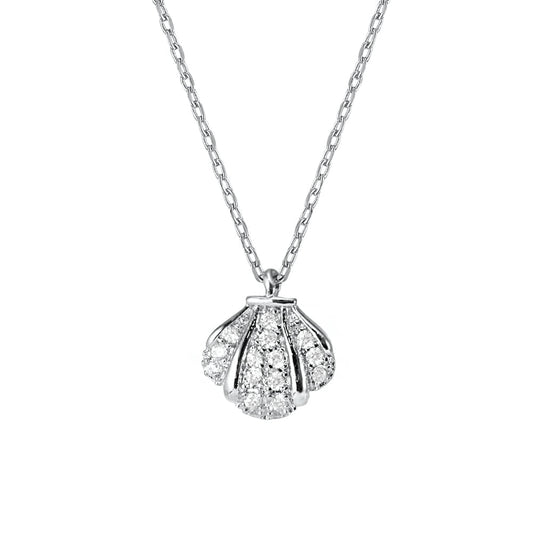 Ocean Shell Cubic CZ Pendant Necklace