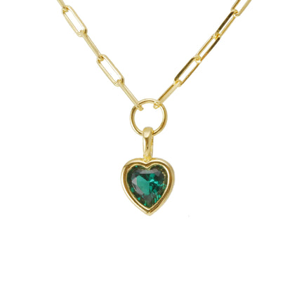 Toggle Green Heart Paperclip Chain Necklace