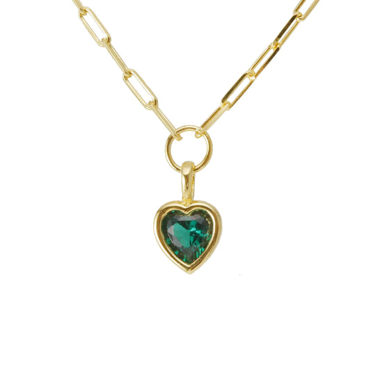 Toggle Green Heart Paperclip Chain Necklace