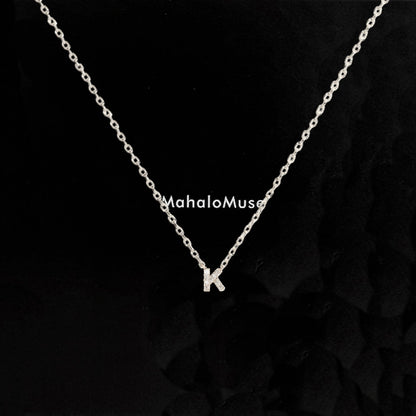 Tiny Initial Cubic Zirconia Pendant Necklace