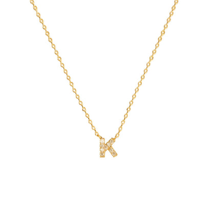 Tiny Initial Cubic Zirconia Pendant Necklace