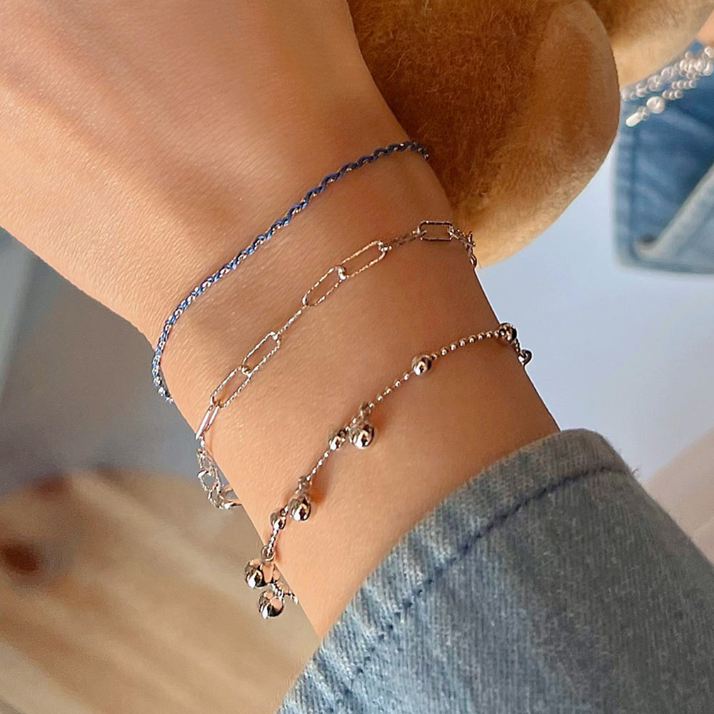 Color Thread 925 Silver Chain Bracelet