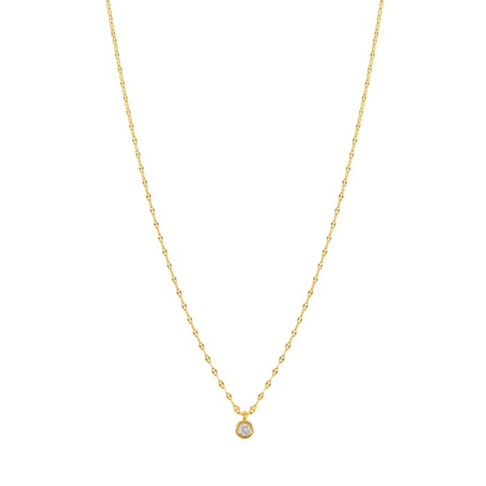 Bezel CZ Stud Unique Chain Choker Necklace