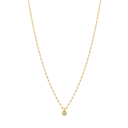 Bezel CZ Stud Unique Chain Choker Necklace