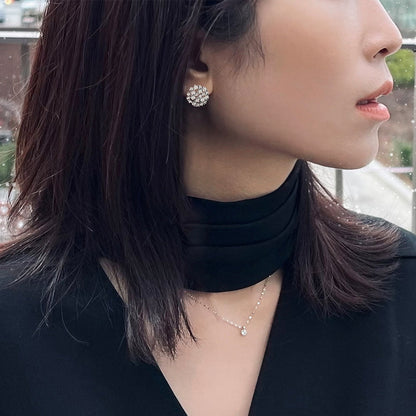 Bezel CZ Stud Unique Chain Choker Necklace