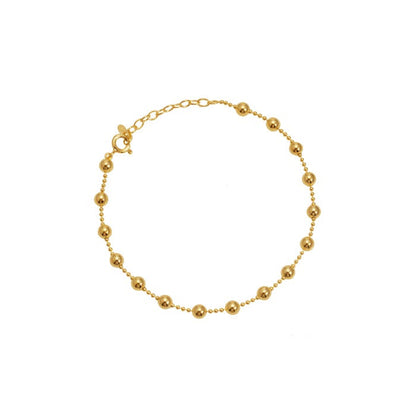 Ball Bead Station Solid 925 Silver 14k Gold Bracelet