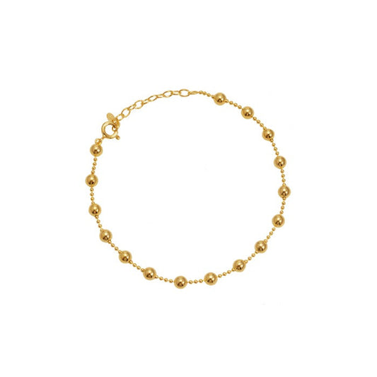 Ball Bead Station Solid 925 Silver 14k Gold Bracelet