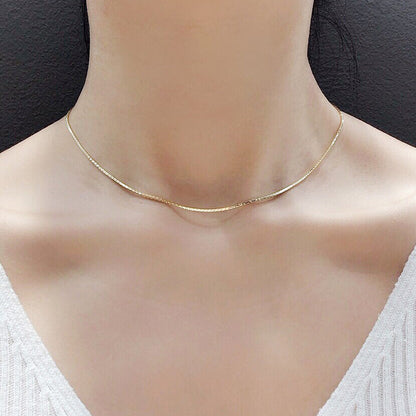 Thin Box Chain Choker 925 Necklace