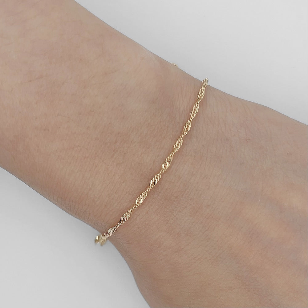 Twisted Chain Thin Rope 925 Silver Bracelet