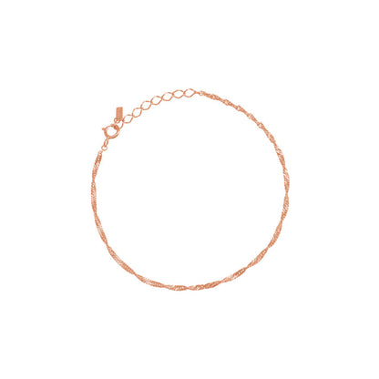 Twisted Chain Thin Rope 925 Silver Bracelet