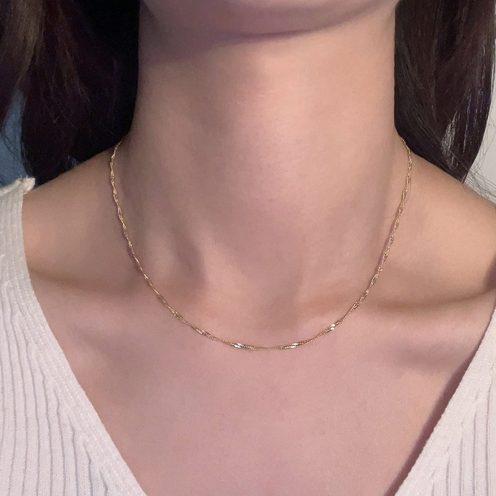 Twisted Chain Thin Rope Solid Silver Necklace