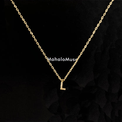 Tiny Initial Cubic Zirconia Pendant Necklace