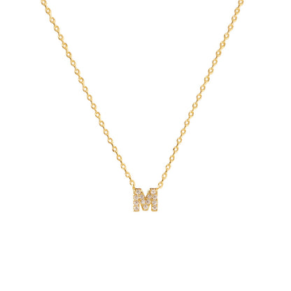Tiny Initial Cubic Zirconia Pendant Necklace