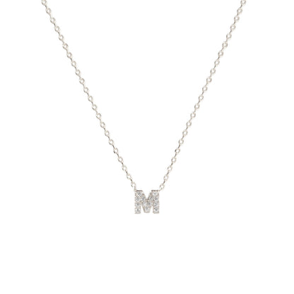 Tiny Initial Cubic Zirconia Pendant Necklace