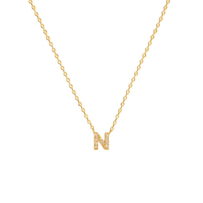Tiny Initial Cubic Zirconia Pendant Necklace