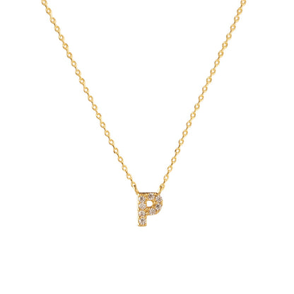Tiny Initial Cubic Zirconia Pendant Necklace