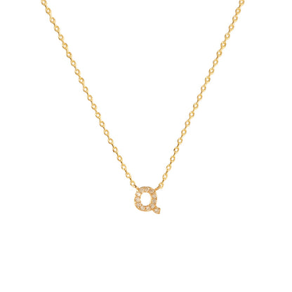 Tiny Initial Cubic Zirconia Pendant Necklace