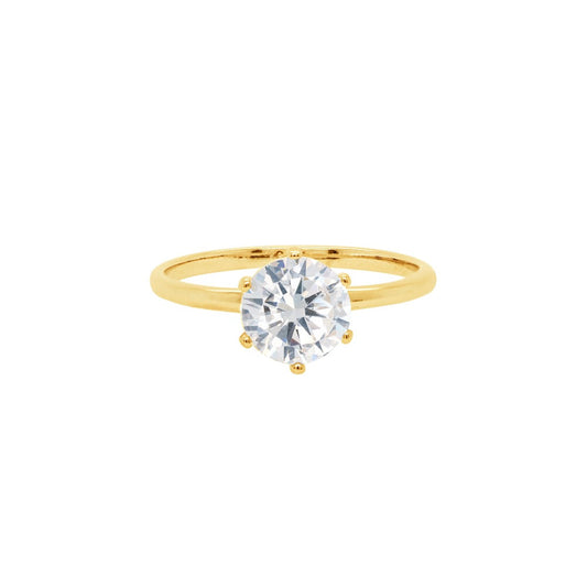 Solid 925 Silver Ring 6.5mm Cubic Zirconia