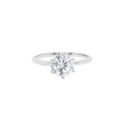 Solid 925 Silver Ring 6.5mm Cubic Zirconia