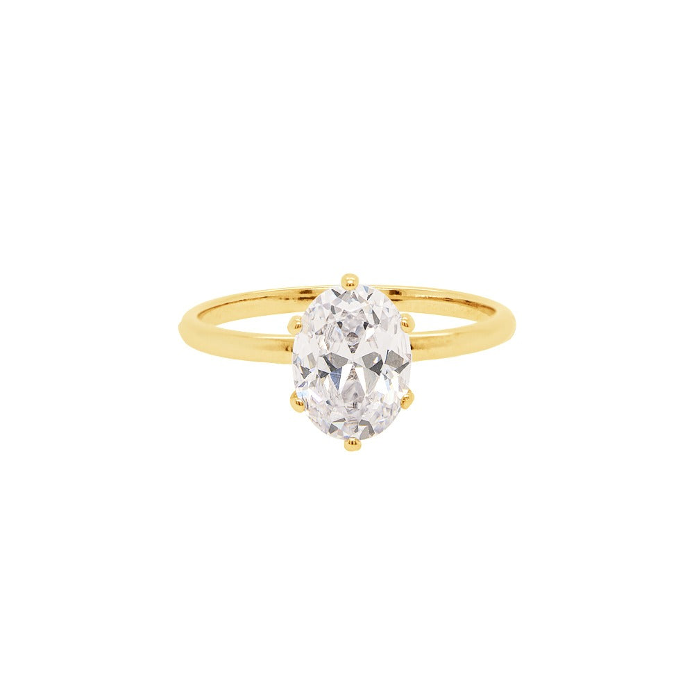 Oval Diamond Cut CZ 925 Silver Band Ring