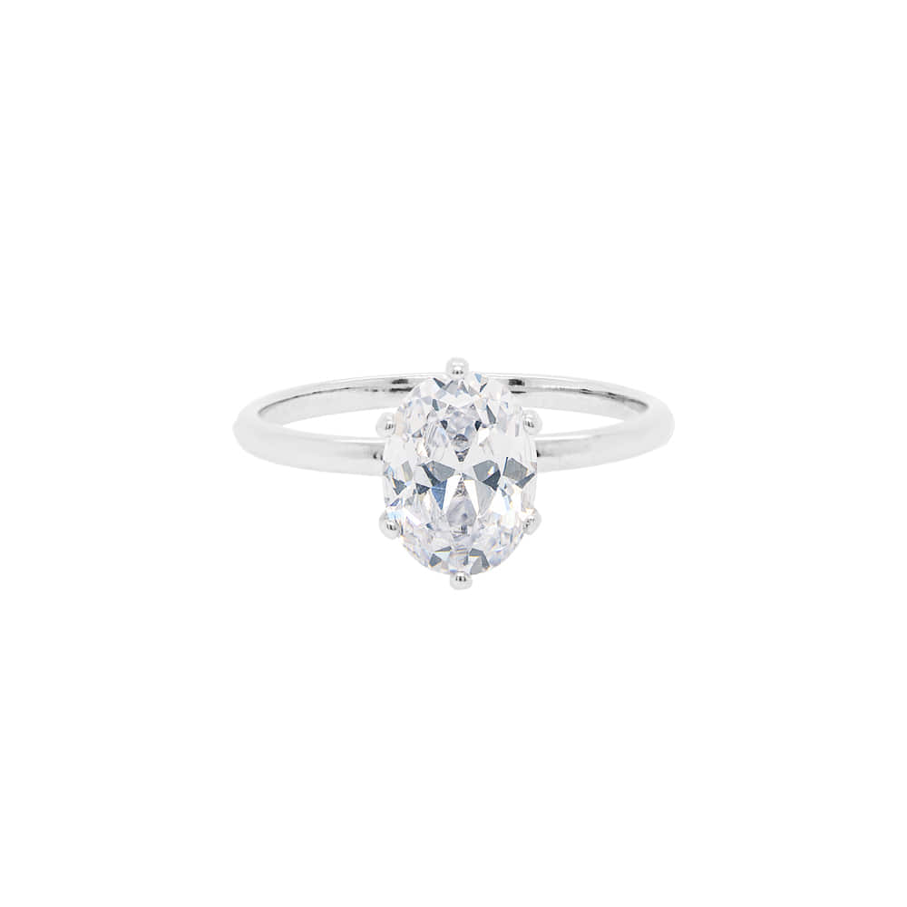 Oval Diamond Cut CZ 925 Silver Band Ring