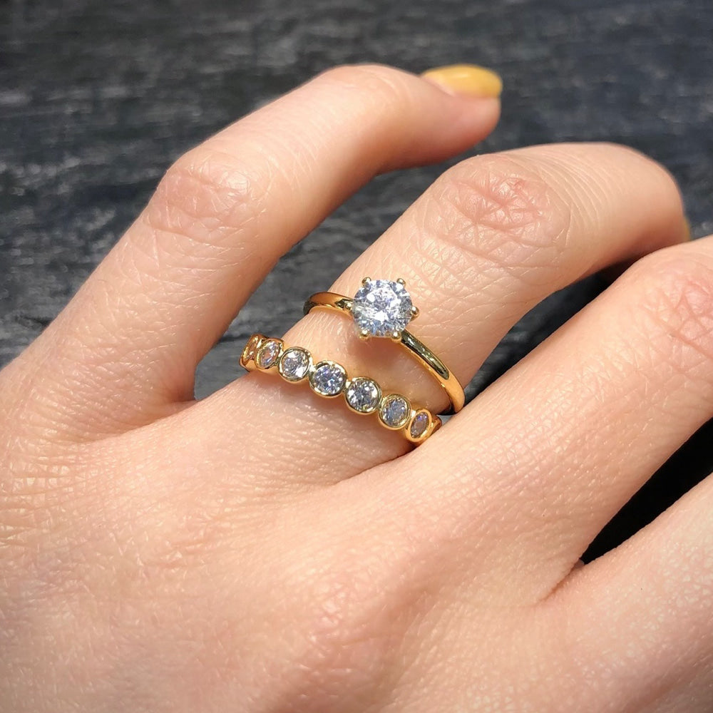 Bezel Cubic Zirconia Eternity 925 Band Ring