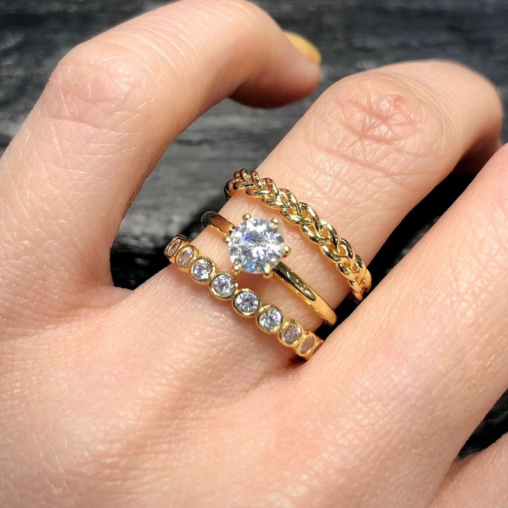 Bezel Cubic Zirconia Eternity 925 Band Ring