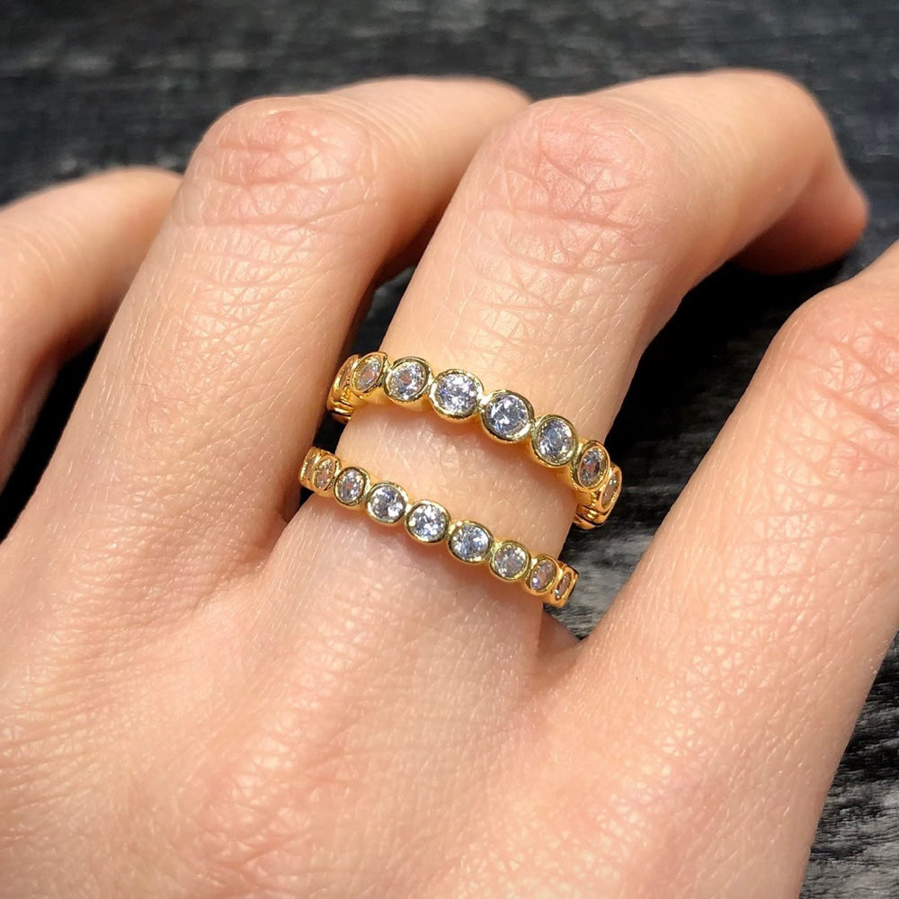 Bezel Cubic Zirconia Eternity 925 Band Ring Medium