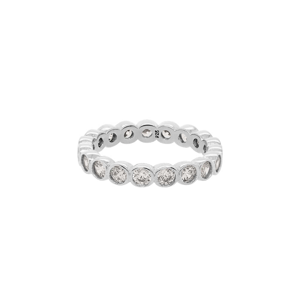 Bezel Cubic Zirconia Eternity 925 Band Ring Medium