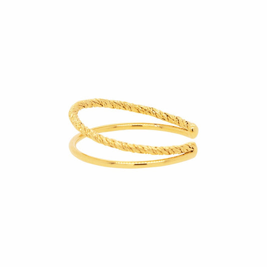 Double Line Texture Matt Ring 925 Silver
