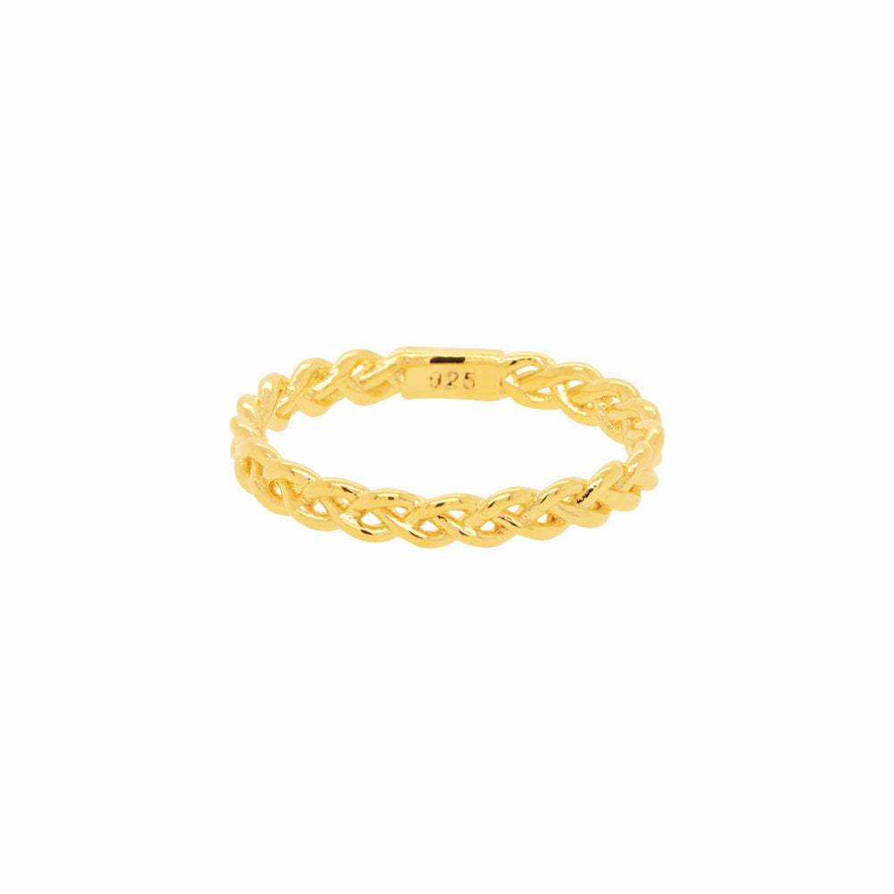 Twist Chain 925 Silver Band Ring Thin