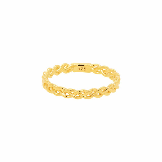 Twist Chain 925 Silver Band Ring Thin