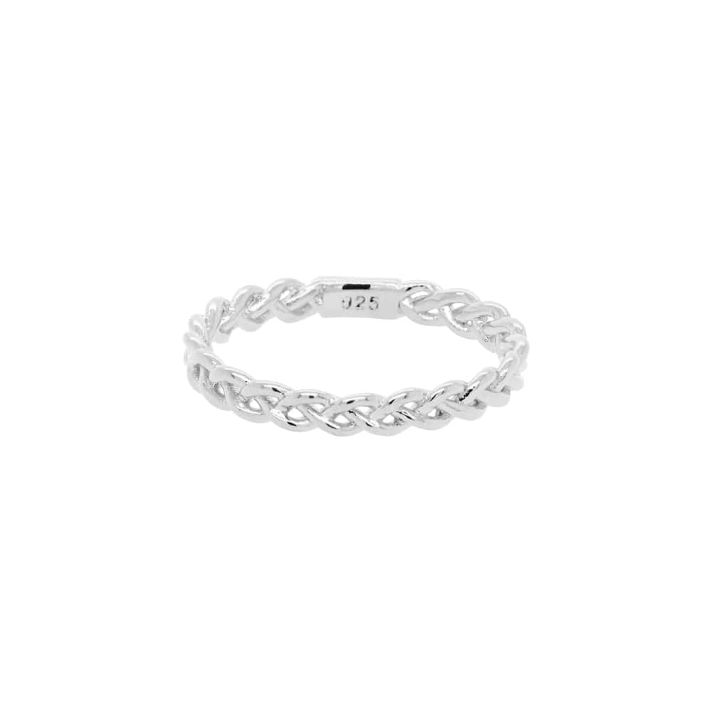 Twist Chain 925 Silver Band Ring Thin