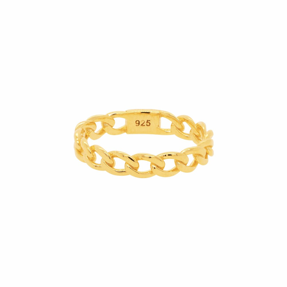 Round Linked Twist Chain Ring 925 Silver