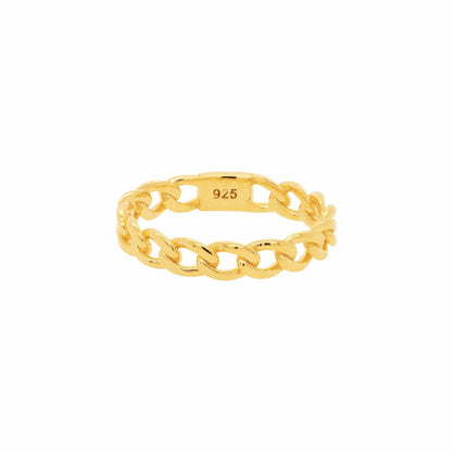 Round Linked Twist Chain Ring 925 Silver