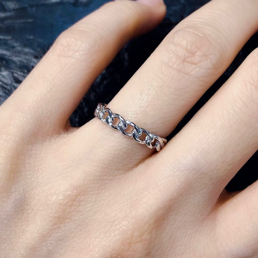 Round Linked Twist Chain Ring 925 Silver