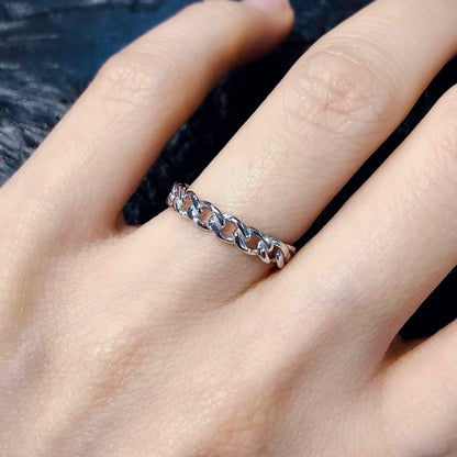 Round Linked Twist Chain Ring 925 Silver