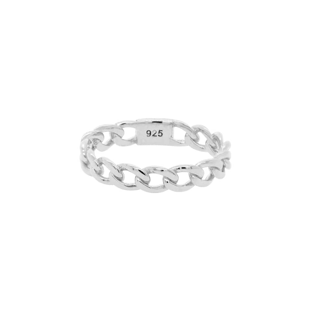Round Linked Twist Chain Ring 925 Silver
