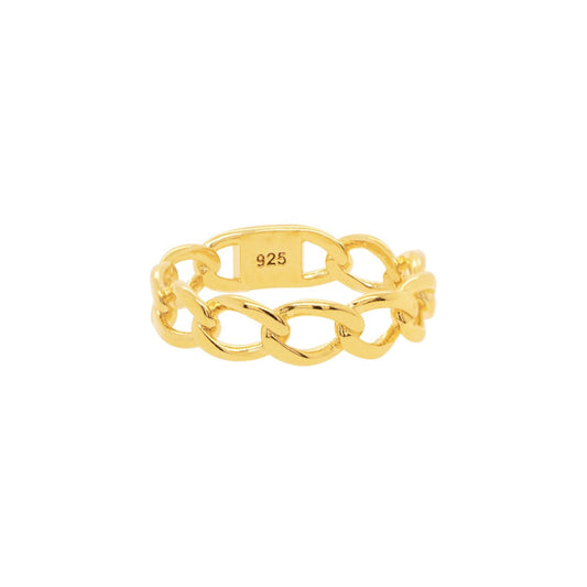 Round Linked Twist Large Chain Ring 925 Silver