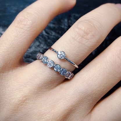 Bezel Cubic Zirconia Eternity 925 Band Ring Medium