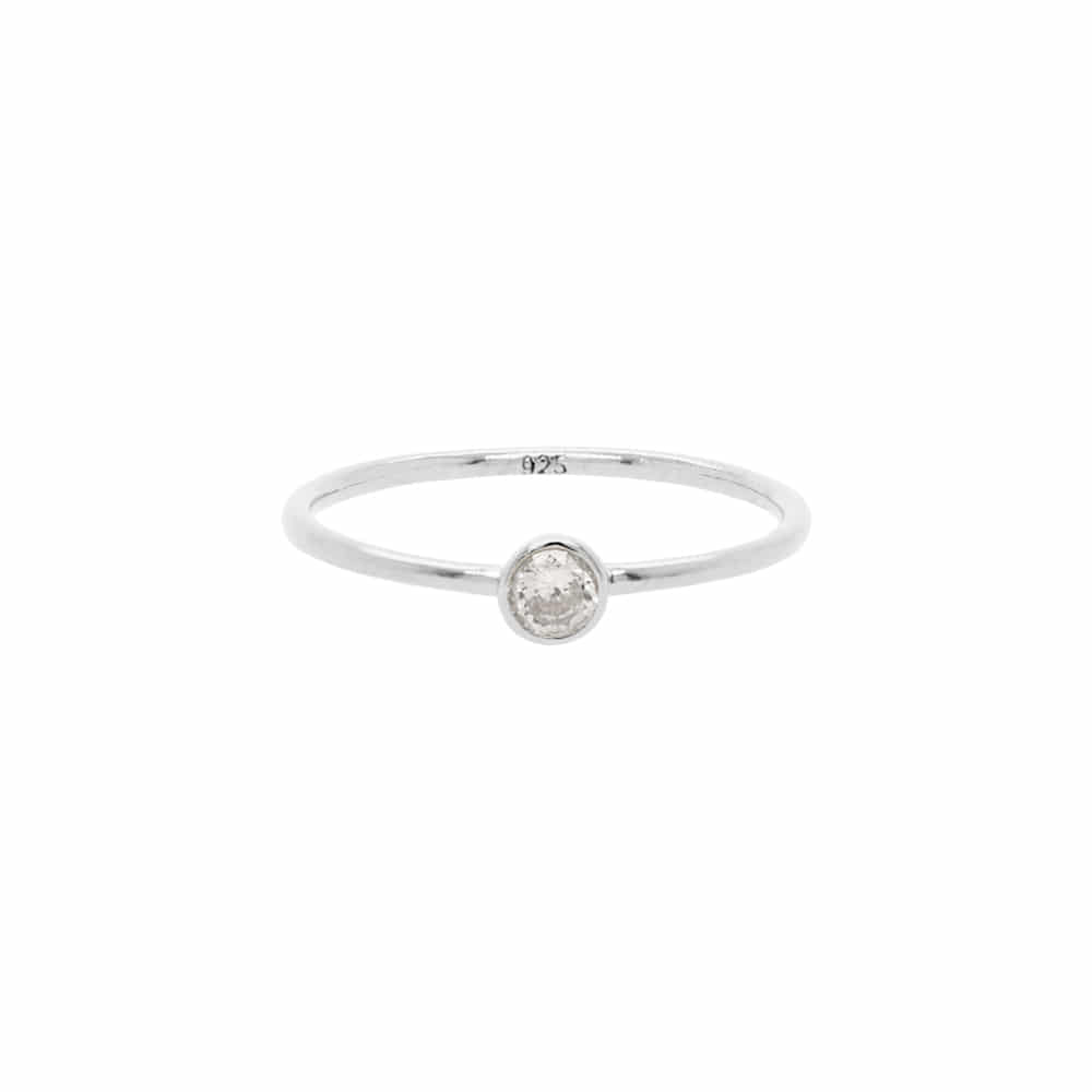 Bezel Cubic Zirconia 925 Silver Ring