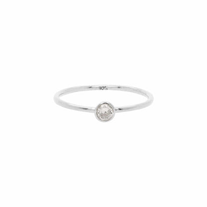 Bezel Cubic Zirconia 925 Silver Ring
