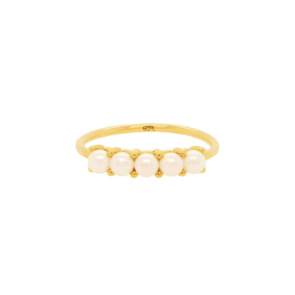 Five Freshwater Pearl Ball Bar Ring