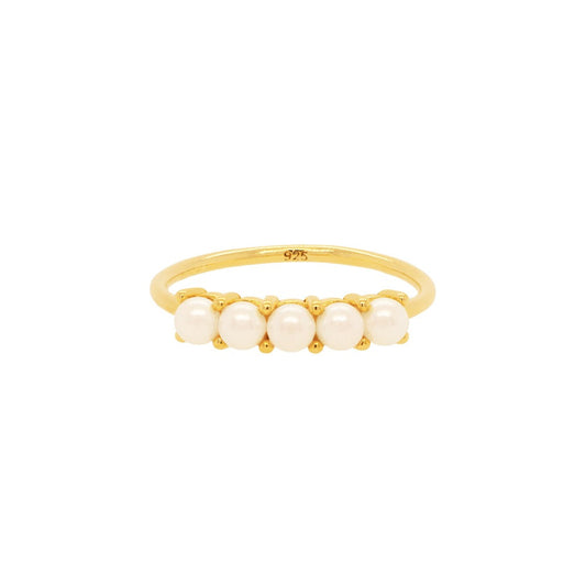 Five Freshwater Pearl Ball Bar Ring