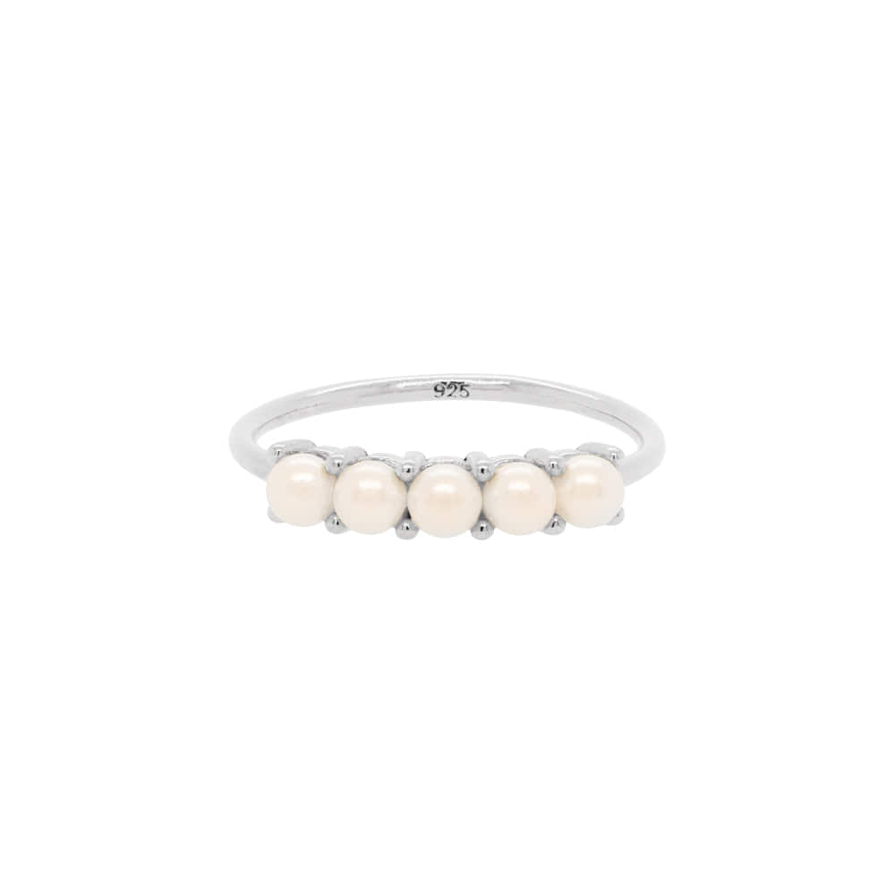 Five Freshwater Pearl Ball Bar Ring