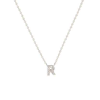 Tiny Initial Cubic Zirconia Pendant Necklace
