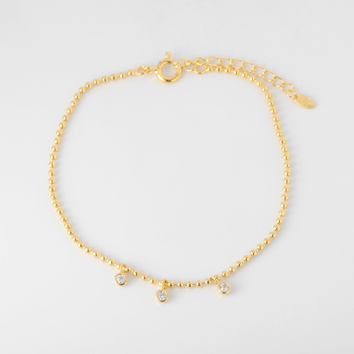 Tiny Dot Ball Chain Bezel CZ Bracelet