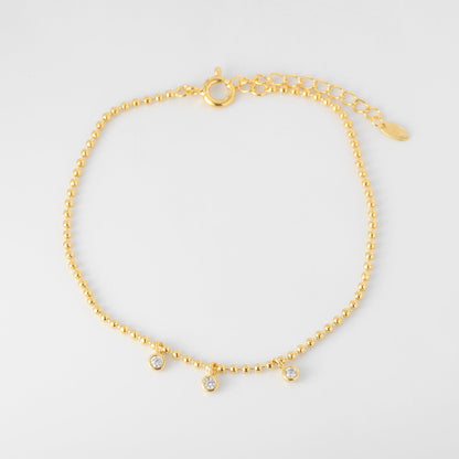 Tiny Dot Ball Chain Bezel CZ Bracelet